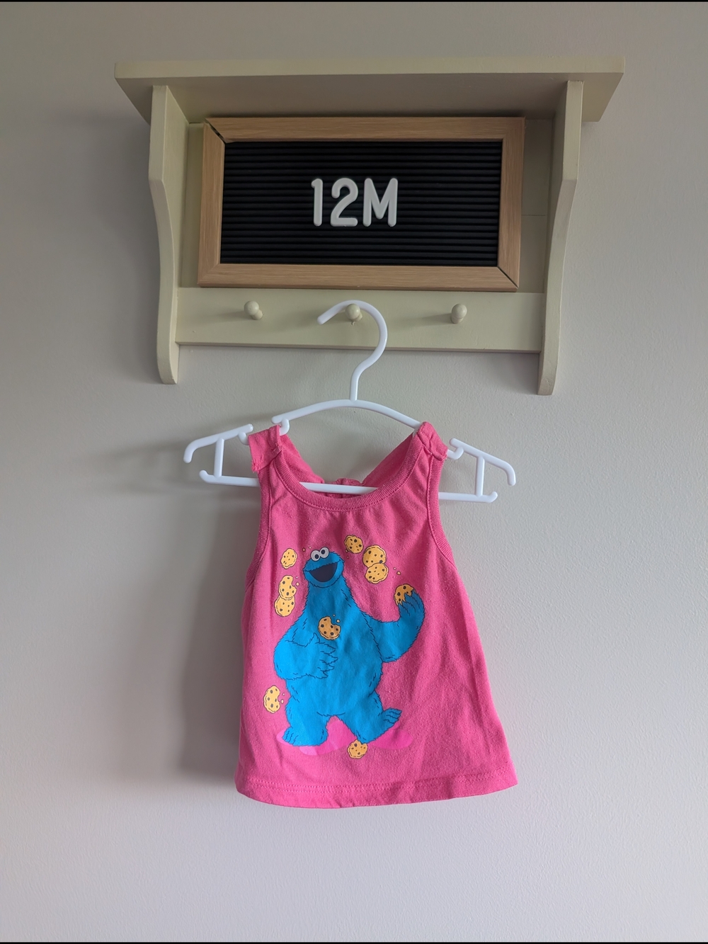 Sesame Street Pink Tank Top with Blue Cookie Monster Graphic